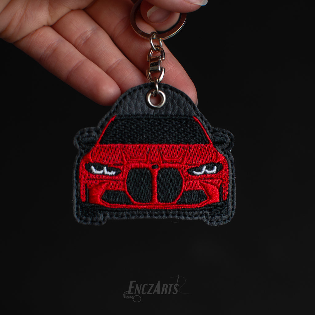 Personalizowany brelok z haftem inspirowanym BMW M4 idealny prezent dla fana motoryzacji