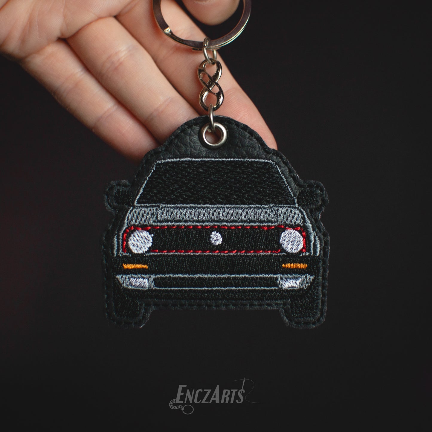 Unikalny brelok EnczArts z haftem auta Volkswagen Golf mk2 unikalny prezent motoryzacyjny handmade