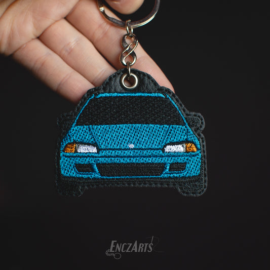 Haftowany brelok Honda Civic V niebieska jajko EG JDM dla miłośnika motoryzacji Hondziarze